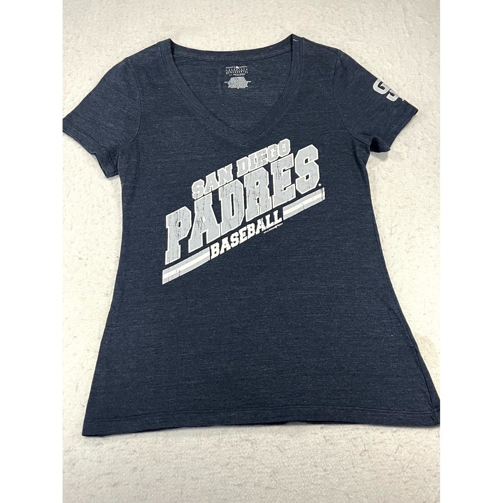 San Diego Padres T Shirt Womens Medium Gray 5th & Ocean MLB Baseball Sports